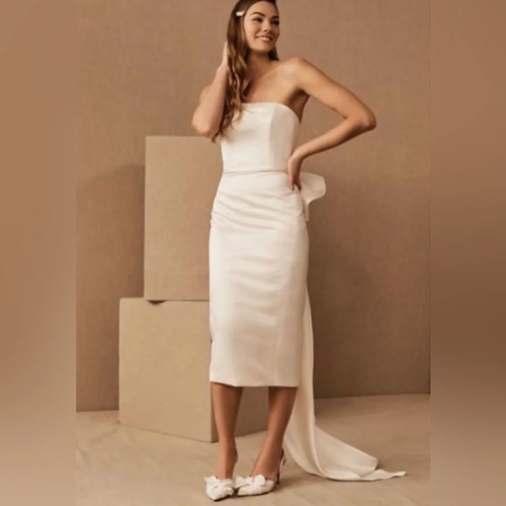 ANTHROPOLOGIE BHLDN AMSALE WILLOW BOW DRESS - SHORTENED - Picture 7 of 8